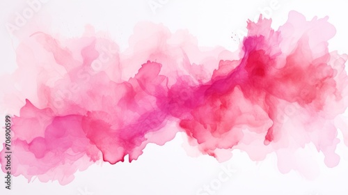 Abstract pink watercolor splash on white background. Digital art painting. Generative AI