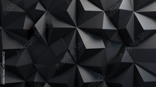 Abstract black polygonal background. 3d render, 3d illustration. Generative AI