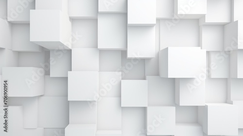 Abstract white cubes background. 3d render illustration. Square composition. Generative AI