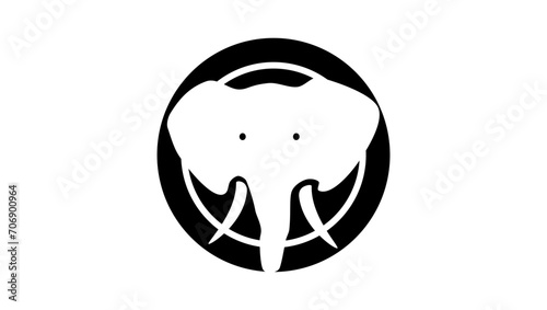 Elephant head, black isolated silhouette