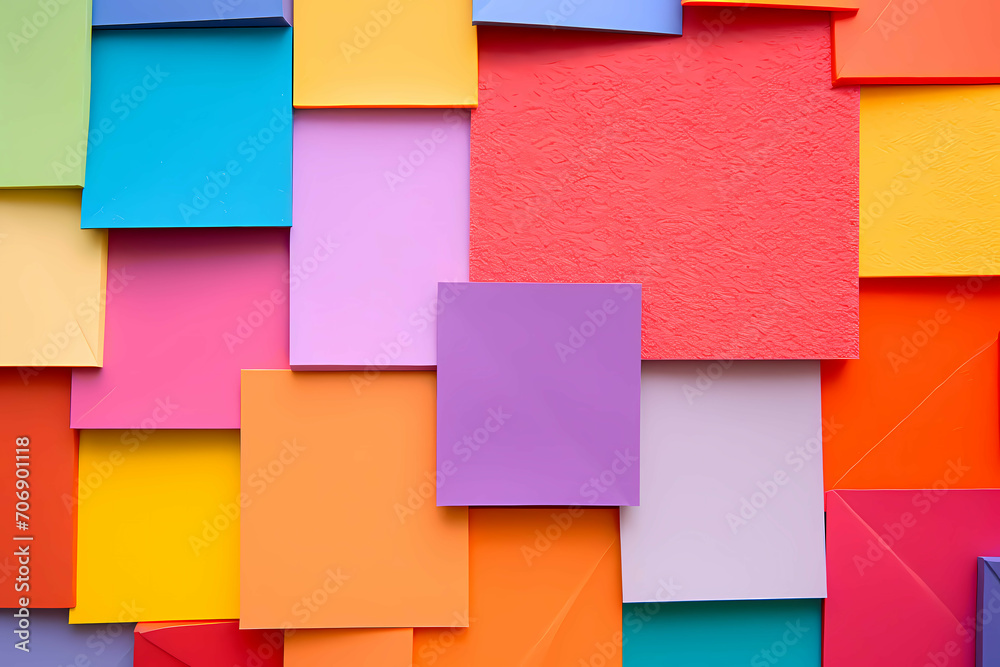 Image Of A Bright Colored Paper, A Group Of Colorful Squares Image Of A Bright Colored Paper, A Group Of Colorful Squares