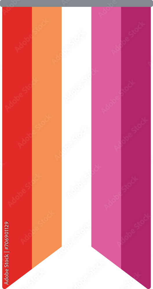 Orange, white, and pink colored lesbian flags. LGBTQI concept. Flat design illustration.