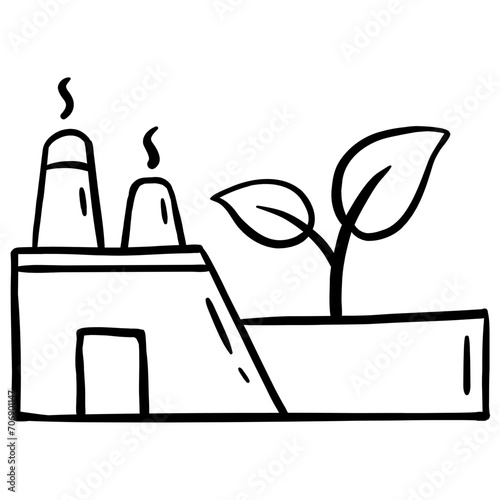 Green factory - hand drawn icon