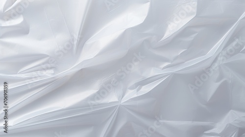 White crumpled polyethylene film texture. Abstract background and texture for design. Generative AI