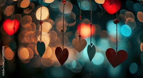 small pictures of hearts hanging on the strings