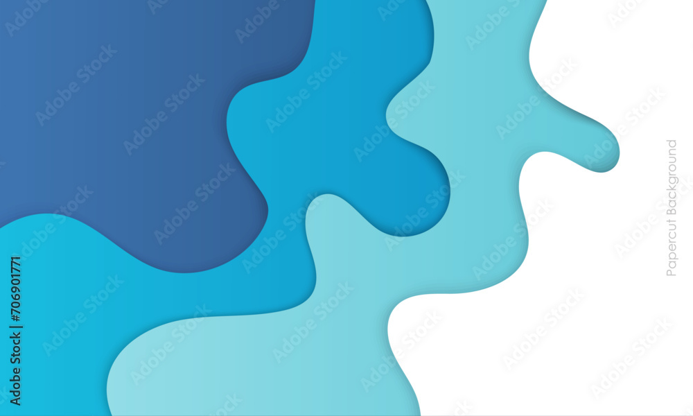 abstract white and blue papercut layers background