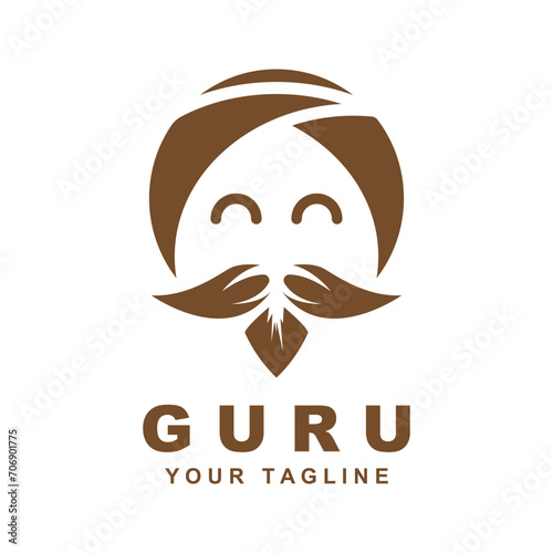 guru logo icon design vector illustration. logo suitable for man related product, yoga, knowledge and traveling agency
