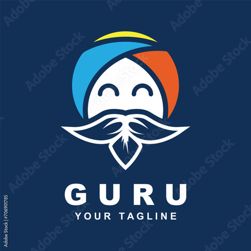 guru logo icon design vector illustration. logo suitable for man related product, yoga, knowledge and traveling agency