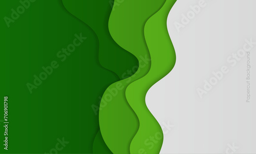 abstract white and green papercut layers background