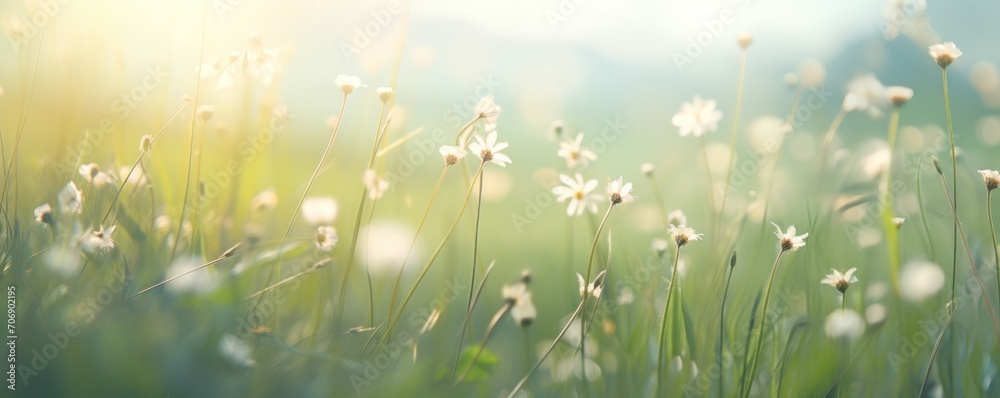 grass field with blooming flowers
