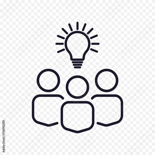 Vector contour silhouette of a mentor. People working in a team with solutions, energy, innovation, ideas.