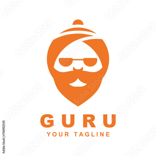 guru logo icon design vector illustration. logo suitable for man related product, yoga, knowledge and traveling agency