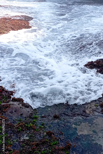 beach waves water foam for background
