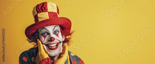 happy clown on yellow background