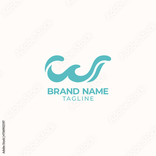 letter w wave sea logo modern vector
