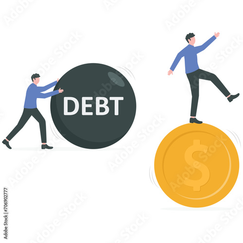 Debt burden, financial obligation or loan payment, heavy load of money failure,

