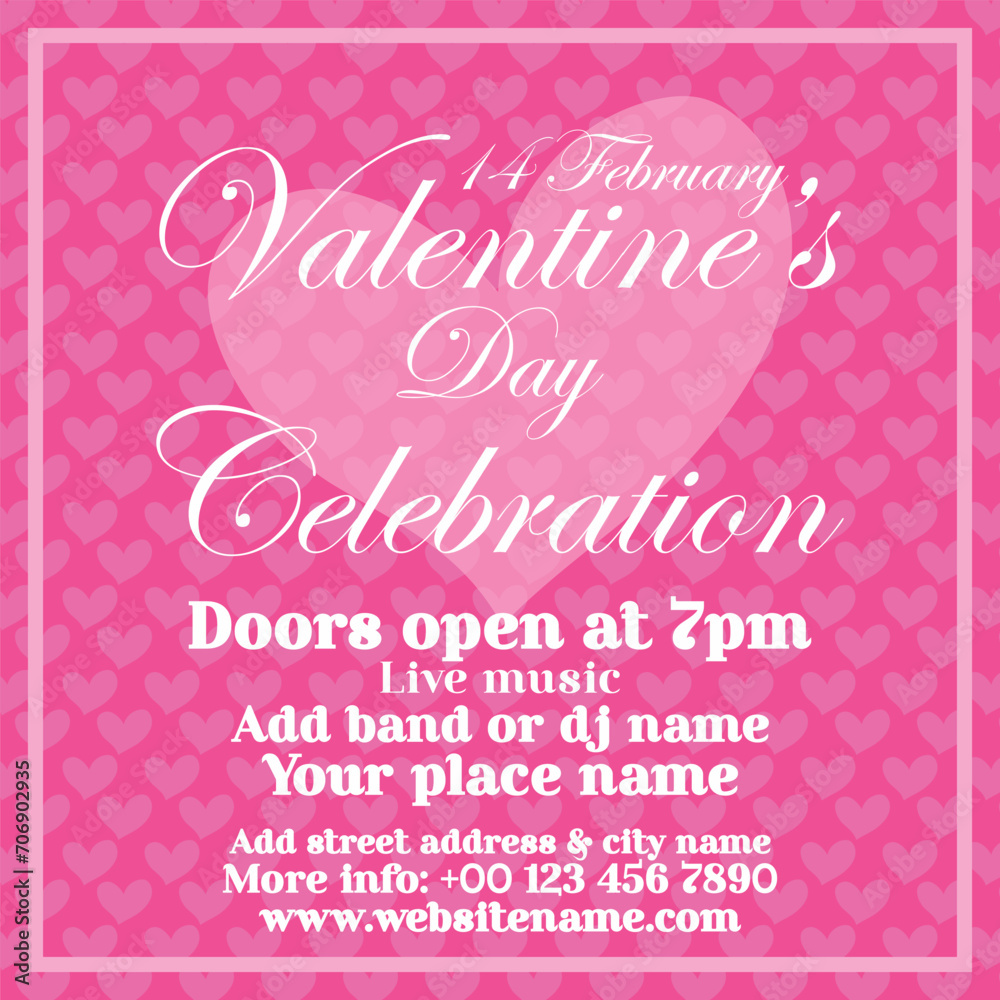 Valentine's day celebration party poster flyer or social media post design