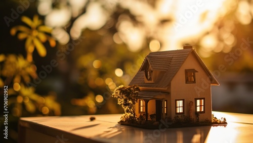 model of a cozy house on a wooden table