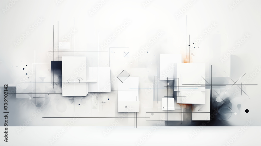 Fototapeta premium sketch drawing with abstract white and gray color background with geometric shape.