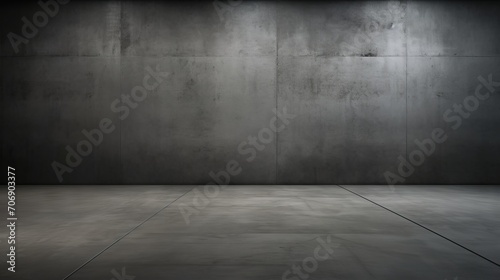 Concrete wall and floor as a background. 3D rendering. Generative AI