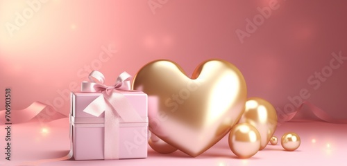 valentines day packaging composition based on gold and white heart