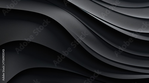 Abstract black wavy background. 3d render illustration with copy space Generative AI