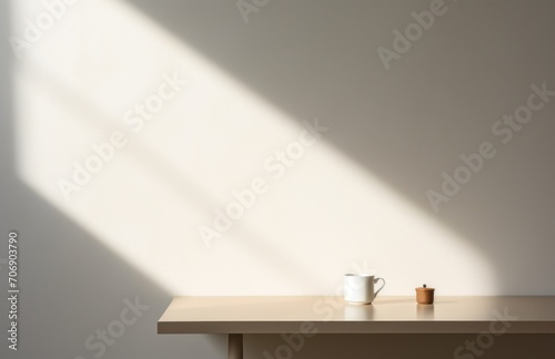 white wall with light in the room © olegganko