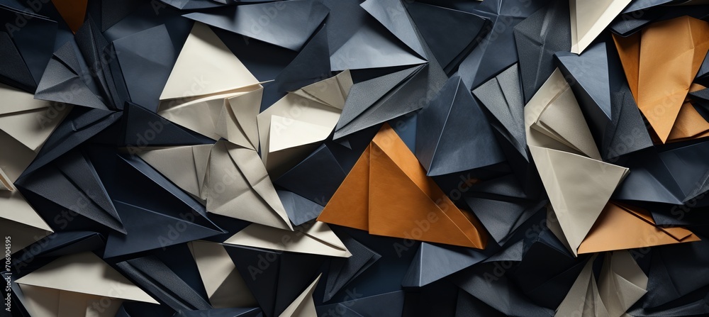 Intricate papercut origami pattern in peach fuzz and dark blue tones for artistic crafts Intricate papercut origami pattern in peach fuzz and dark blue tones for artistic crafts