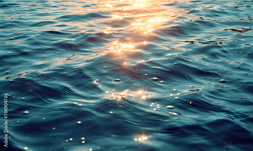 Water surface with light reflections and gentle waves, Generative AI photo