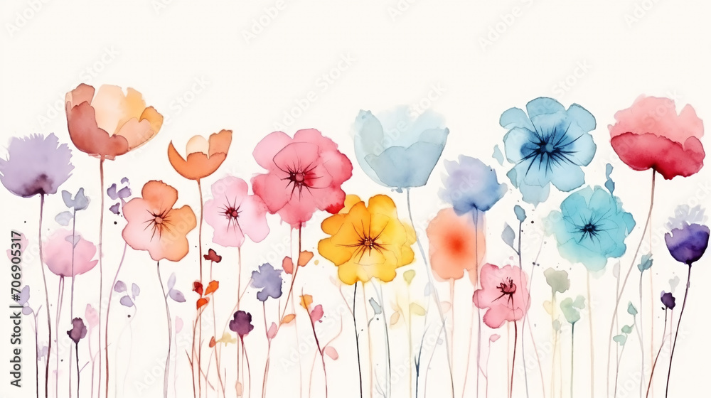 Watercolor painted flower. Hand drawn flower design elements isolated on white background.