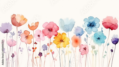 Watercolor painted flower. Hand drawn flower design elements isolated on white background.