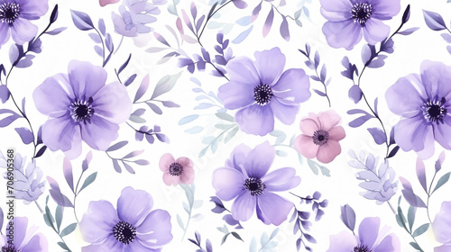 Wallpaper Mural Watercolor painted purple flower. Hand drawn flower design elements isolated on white background. Torontodigital.ca