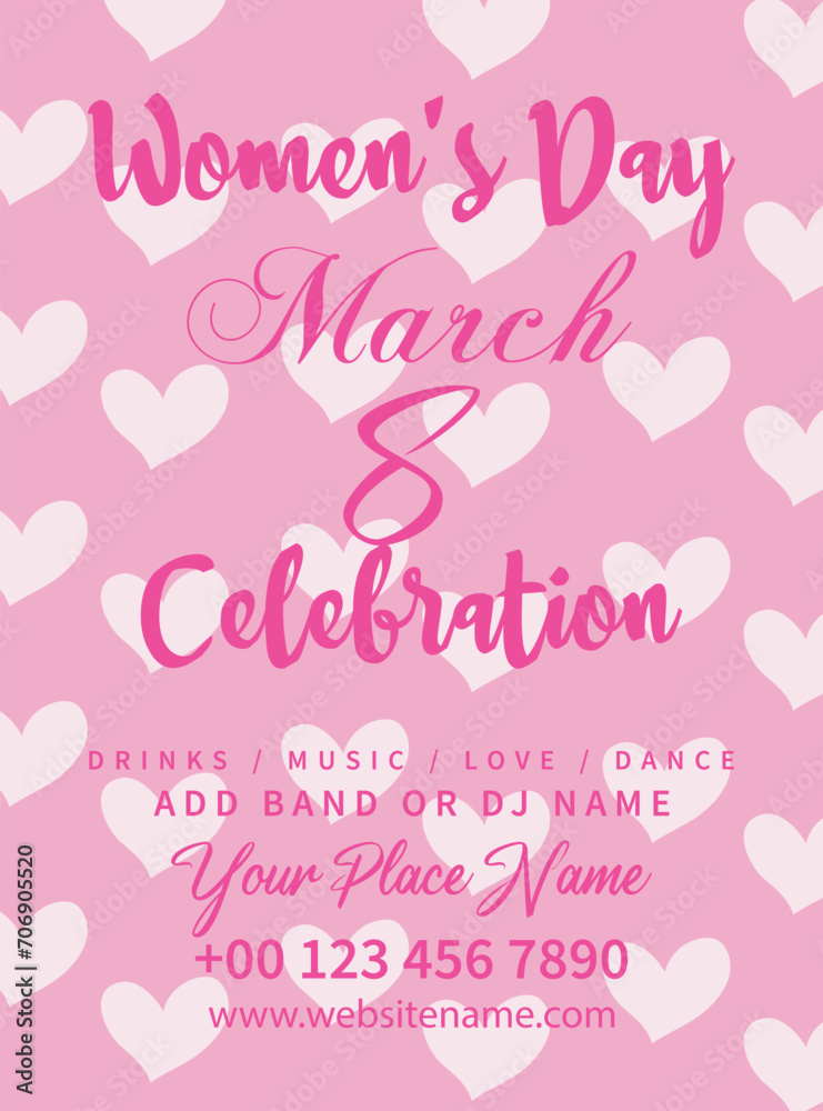 Women's day party poster flyer social media post design