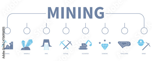 Mining banner web icon vector illustration concept