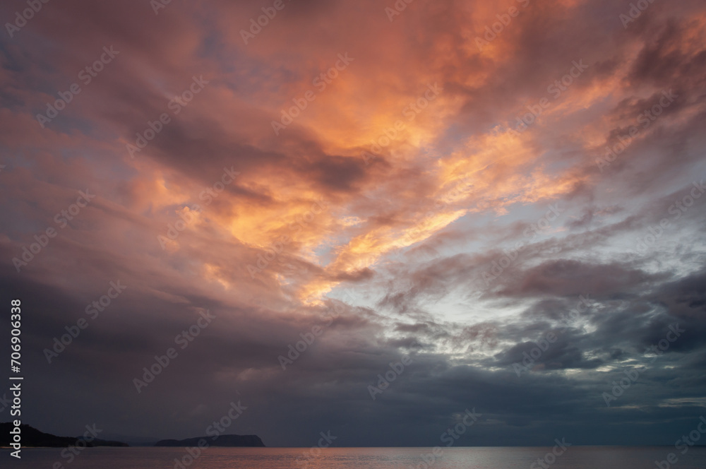 Twilight with colorful clouds on Iriomote island