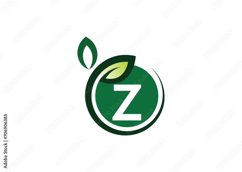 Letter Z Green leaf logo design vector template. Letter Z Nature Growth Leaf vector logo