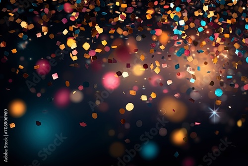 congratulatory background with colored confetti and serpentine