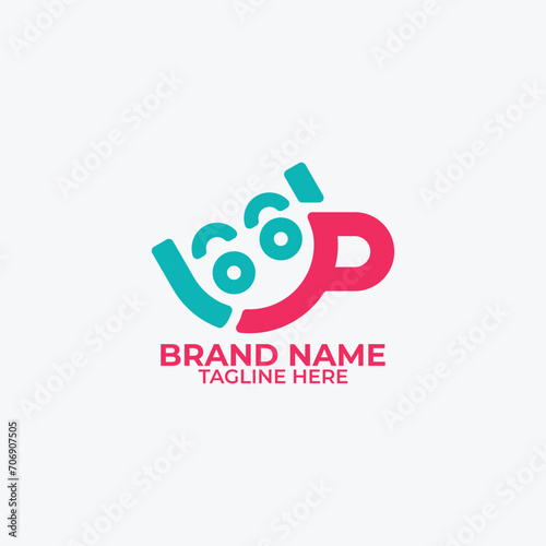 icon smiley Letter U and P with funny face logo vector