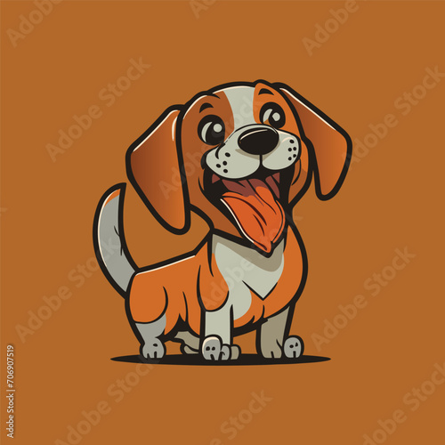 Adorable kawaii beagle puppy in a minimalist flat vector style.