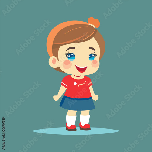 Vector girl with happy smile on character