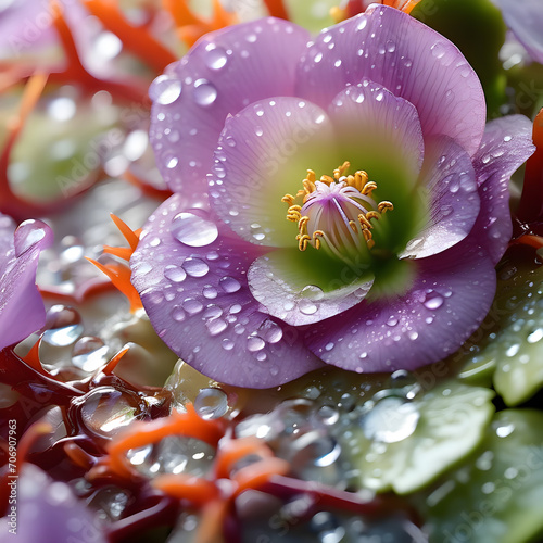 close up of a purple flower, generative ai