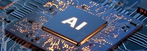 artificial intelligence concept chip, AI generated photo