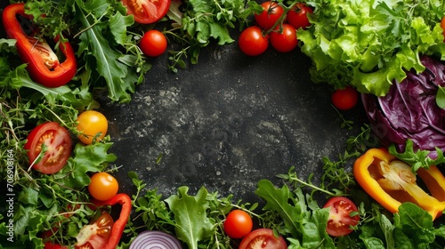 A fresh layout of salad with lettuce with space for text.