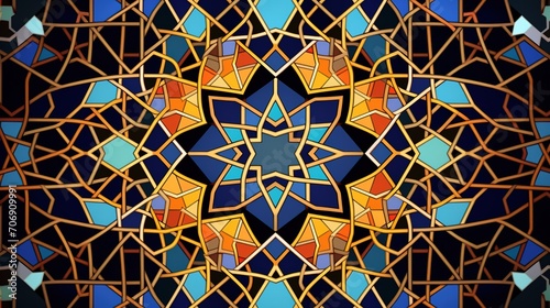 Arabic pattern in the style of stained-glass window.