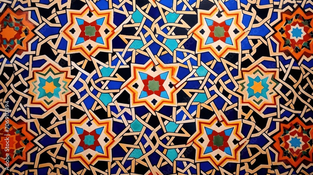 Arabic pattern in the style of stained-glass window.