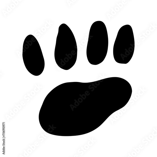 Bear paw print.Black silhouette of animal footprint.Vector.