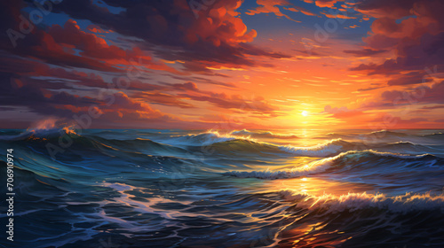 great sunset over the ocean © Rimsha