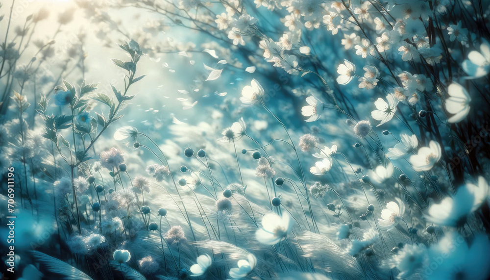 Obraz premium Scene of a gentle breeze in a spring garden