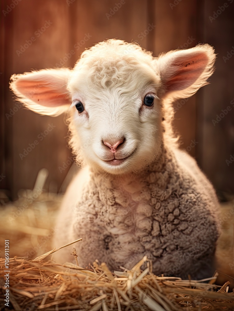 Adorable Baby Lamb: Charming Country Farm Animal Image