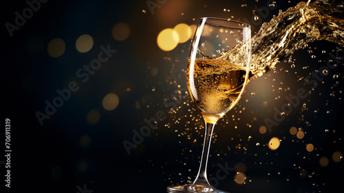 Celebration theme with splashing champagne. Christmas